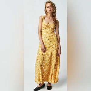 Free People Rosalie Floral Sleeveless Yellow Midi Fit and Flare Dress Size
Small